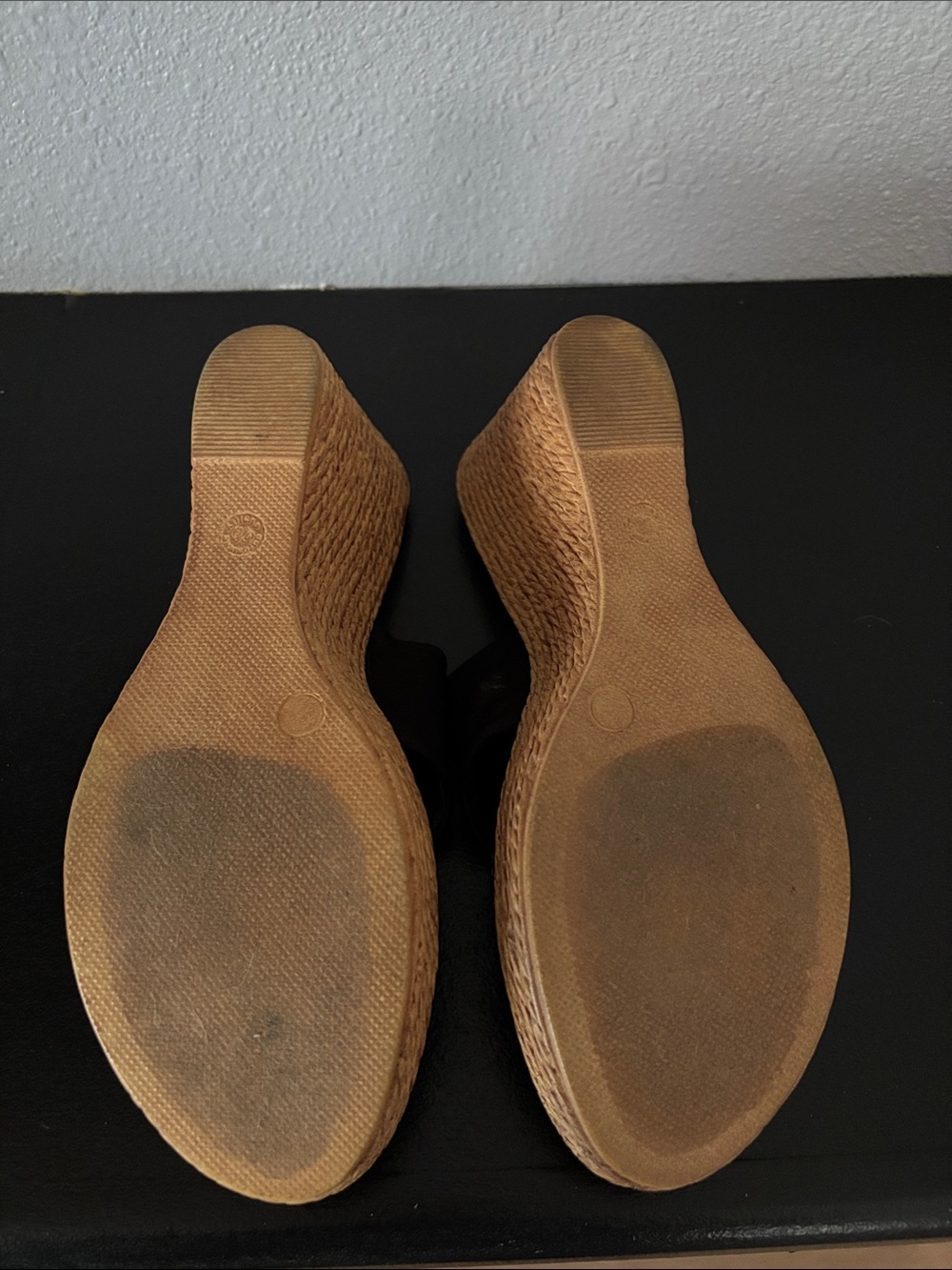 Black Wedge Sandals with Espadrille-Style Heel - Picture 5 of 7